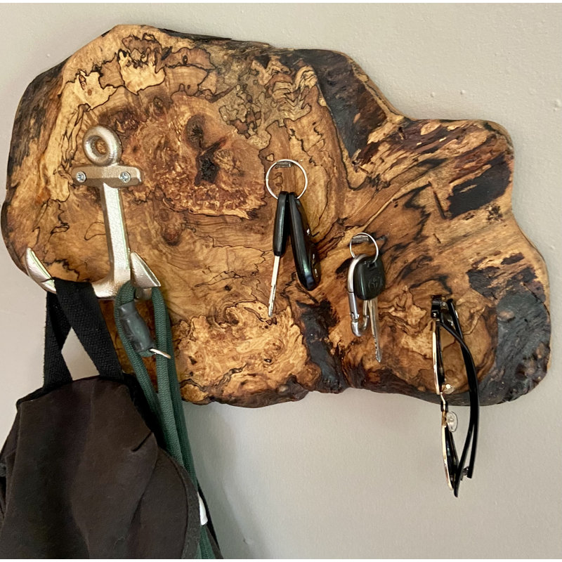 Steel Oak Solid Wood Wall Organizer with Key Hooks Wayfair